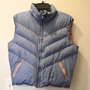 Vintage Rare Earth Down-Filled Puffer Vest | Blue & Pink | Size L Gorpcore Retro